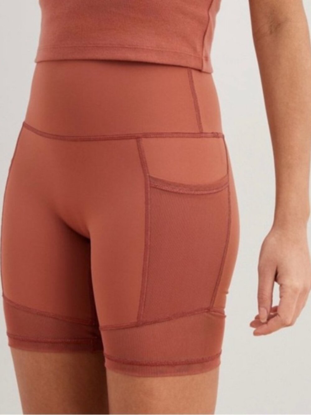 Aerie OFFLINE Bike Shorts Rust Terracotta High Rise Women’s Medium